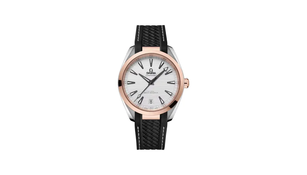 Omega Seamaster Aqua Terra 150M 41 mm, steel ‑ Sedna™ gold on rubber strap