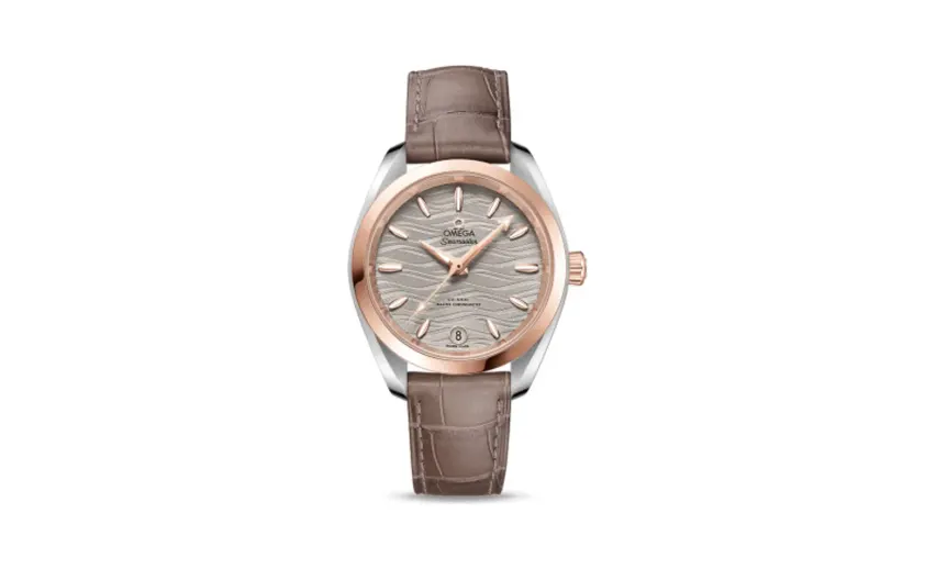 Omega Seamaster Aqua Terra 150M Master Chronometer 34 Stainless Steel / Sedna Gold / Grey-Waves / Alligator