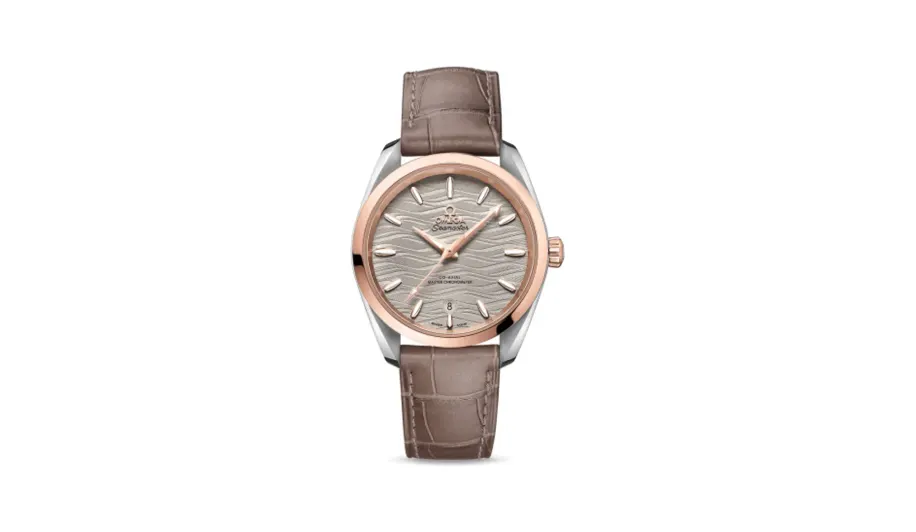 Omega Seamaster Aqua Terra 150M Master Chronometer 34 Stainless Steel / Sedna Gold / Grey-Waves / Alligator