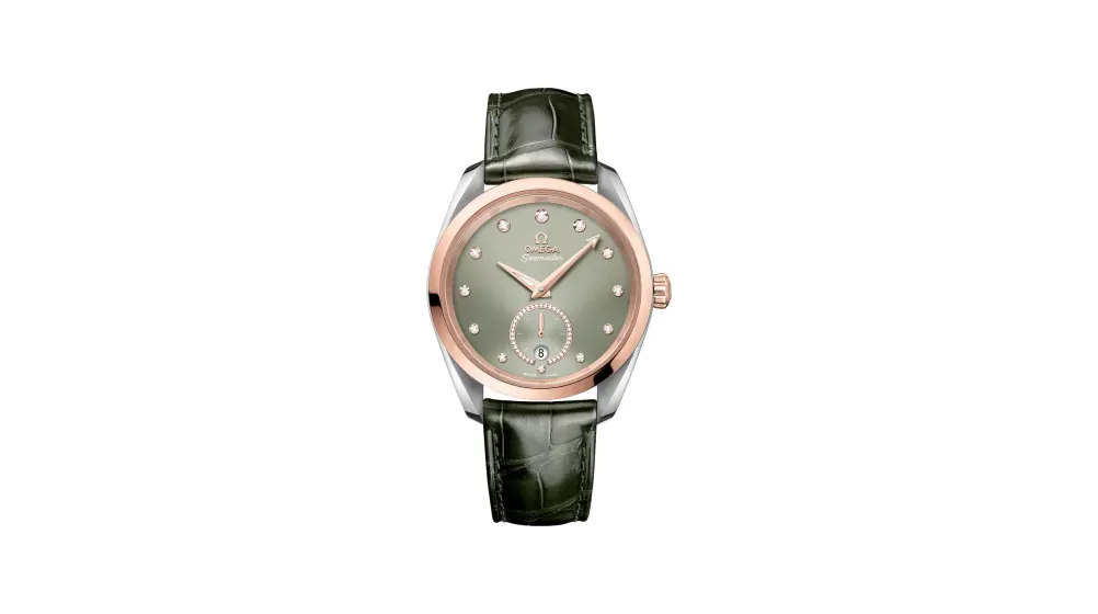 Omega Seamaster Aqua Terra 150M 38 mm, steel ‑ Sedna™ gold on leather strap