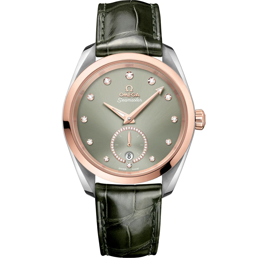 Omega Seamaster Aqua Terra 150M 38 mm, steel ‑ Sedna™ gold on leather strap