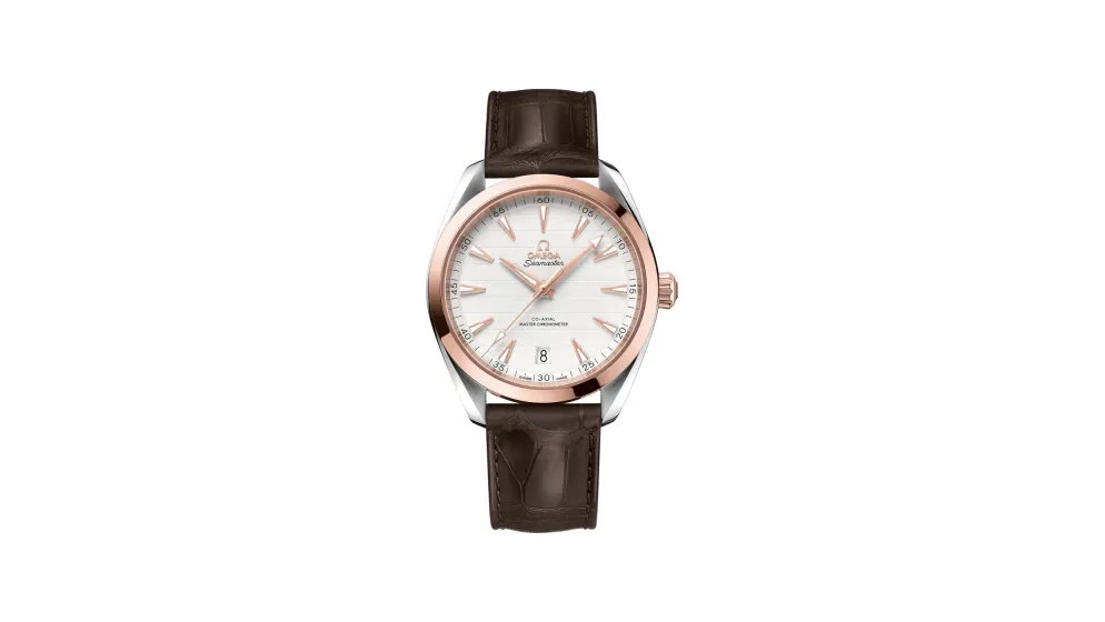 Omega Seamaster Aqua Terra 150M 41 mm, steel ‑ Sedna™ gold on leather strap