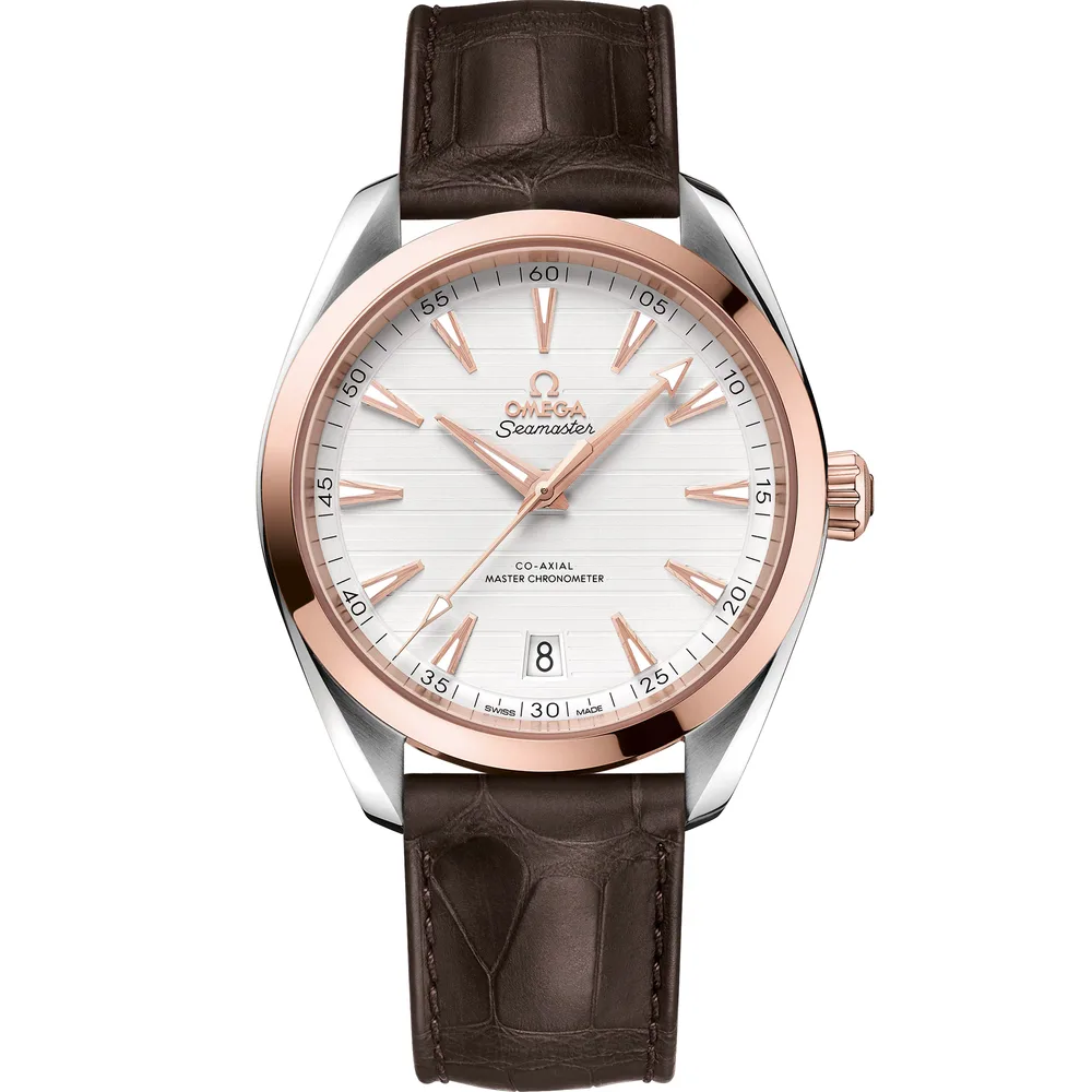 Omega Seamaster Aqua Terra 150M 41 mm, steel ‑ Sedna™ gold on leather strap