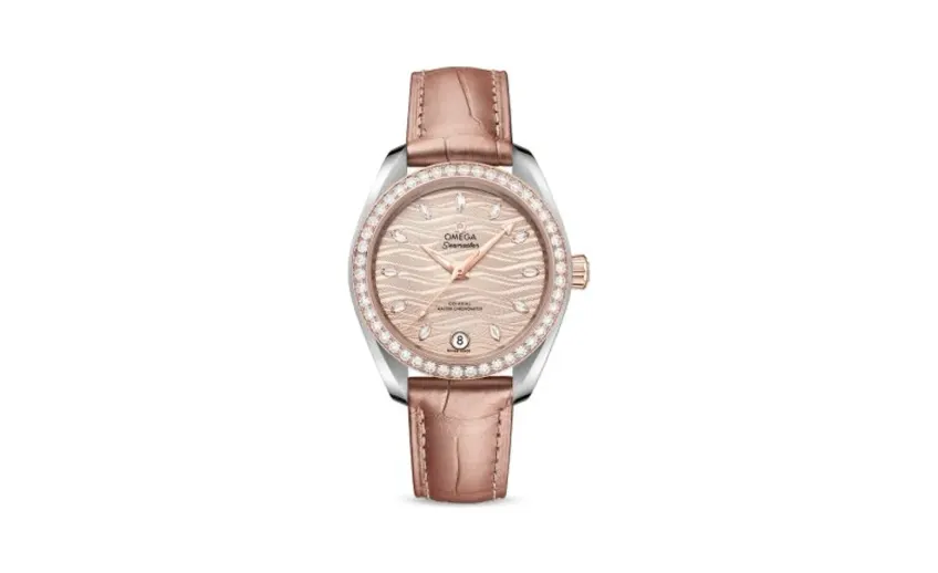 Omega Seamaster Aqua Terra 150M Master Chronometer 34 Stainless Steel / Sedna Gold / Diamond / Grey - Diamond / Alligator