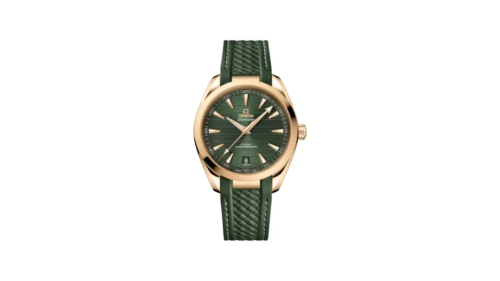 Omega Seamaster Aqua Terra 150M 41 mm, Moonshine™ gold on rubber strap