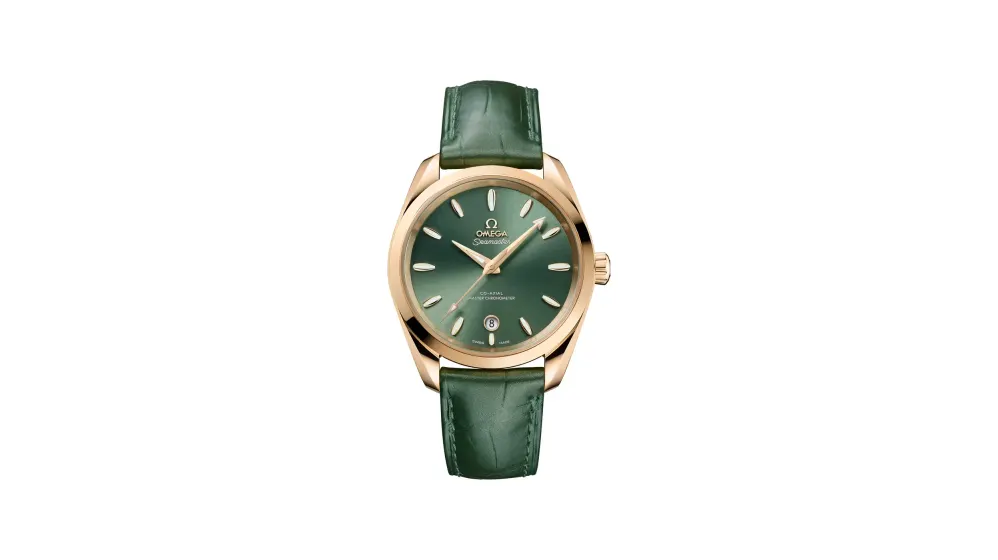 Omega Seamaster Aqua Terra Shades 38 mm, Moonshine™ gold on leather