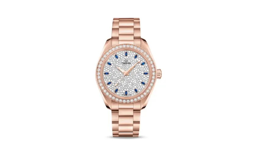 Omega Seamaster Aqua Terra 150M Master Chronometer 34 Sedna Gold / Diamond / Snow Sapphire / Bracelet