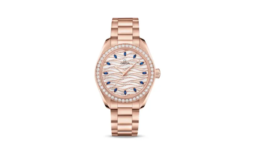 Omega Seamaster Aqua Terra 150M Master Chronometer 34 Sedna Gold / Diamond / Wave Sapphire / Bracelet