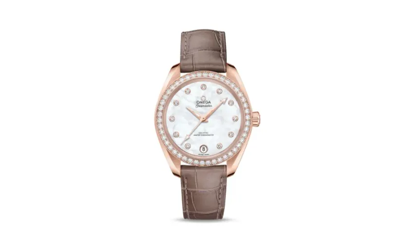 Omega Seamaster Aqua Terra 150M Master Chronometer 34 Sedna Gold / Diamond / MOP / Alligator