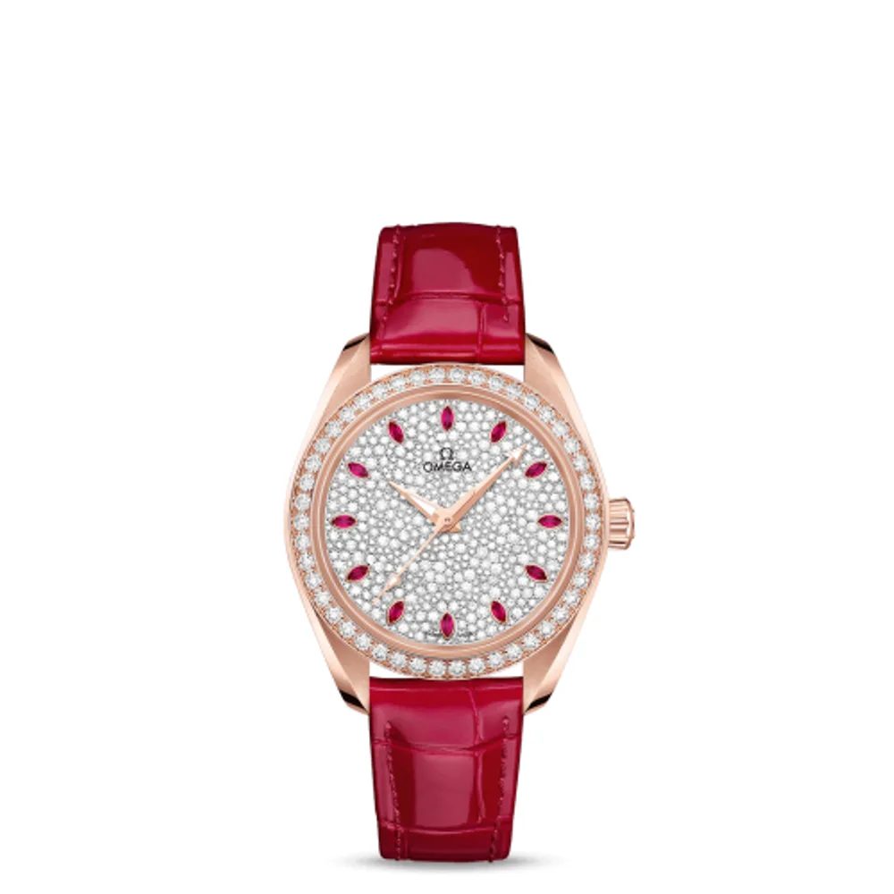 Omega Seamaster Aqua Terra 150M Master Chronometer 34 Sedna Gold / Diamond / Snow Ruby / Alligator