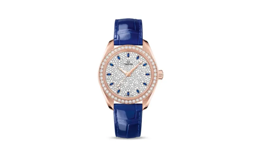 Omega Seamaster Aqua Terra 150M Master Chronometer 34 Sedna Gold / Diamond / Snow Sapphire / Alligator