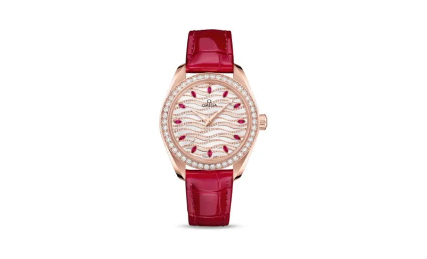 Omega Seamaster Aqua Terra 150M Master Chronometer 34 Sedna Gold / Diamond / Wave Ruby / Alligator
