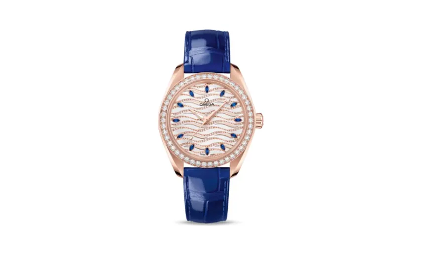 Omega Seamaster Aqua Terra 150M Master Chronometer 34 Sedna Gold / Diamond / Wave Sapphire / Alligator