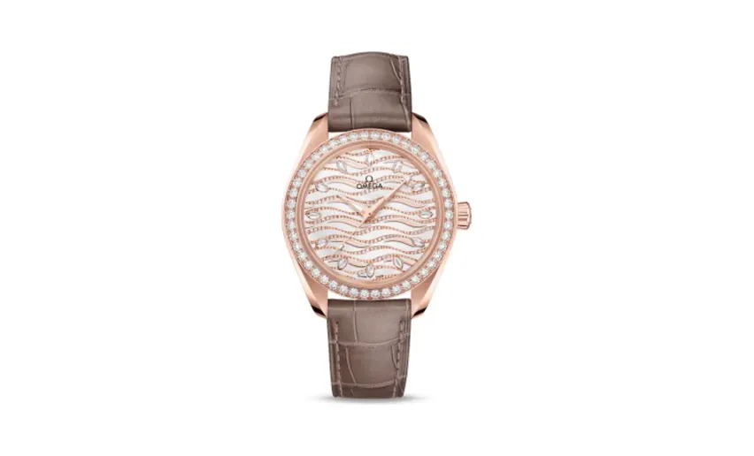 Omega Seamaster Aqua Terra 150M Master Chronometer 34 Sedna Gold / Diamond / Wave Diamond / Alligator