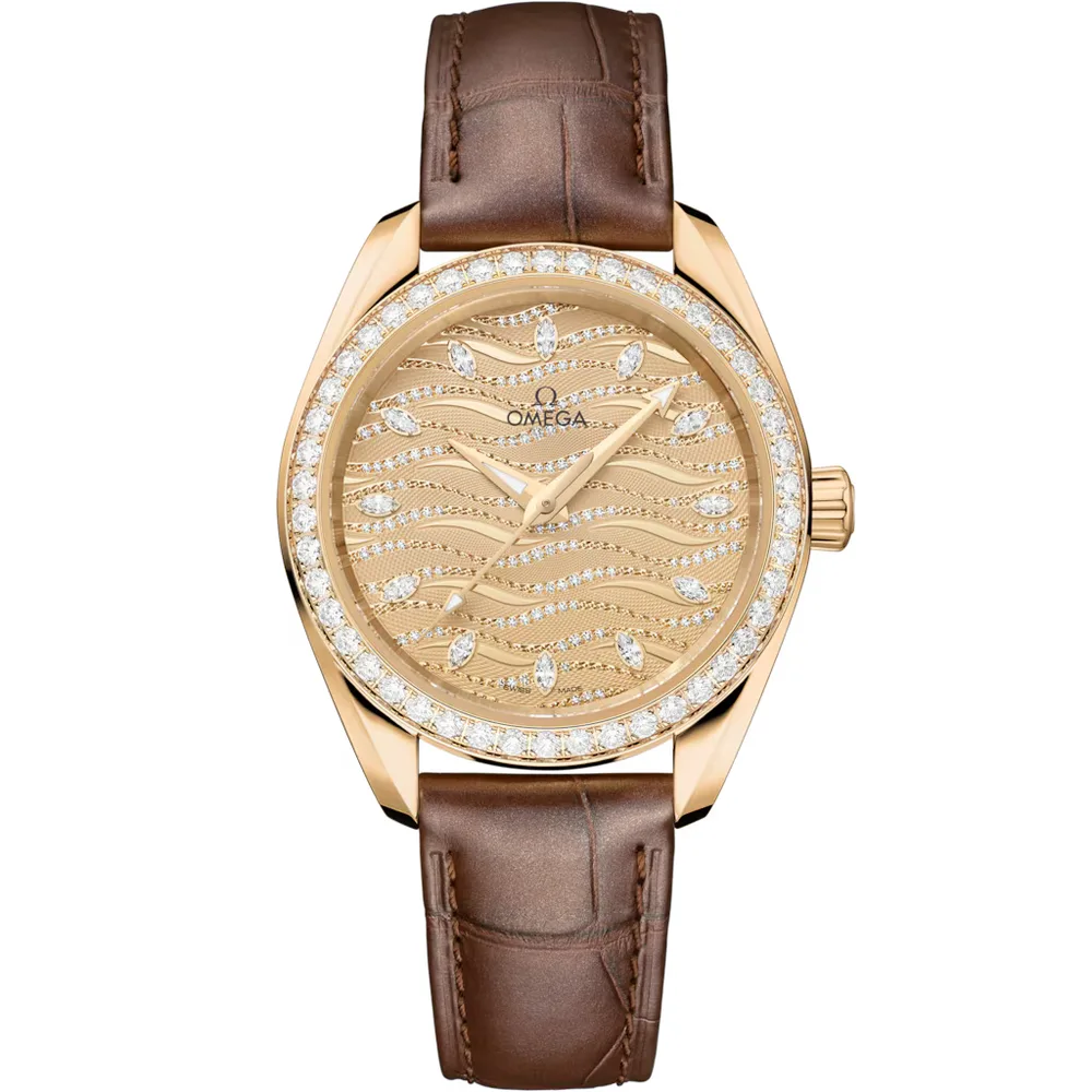 Omega Seamaster Aqua Terra 150M 34 mm, Moonshine™ gold on alligator
