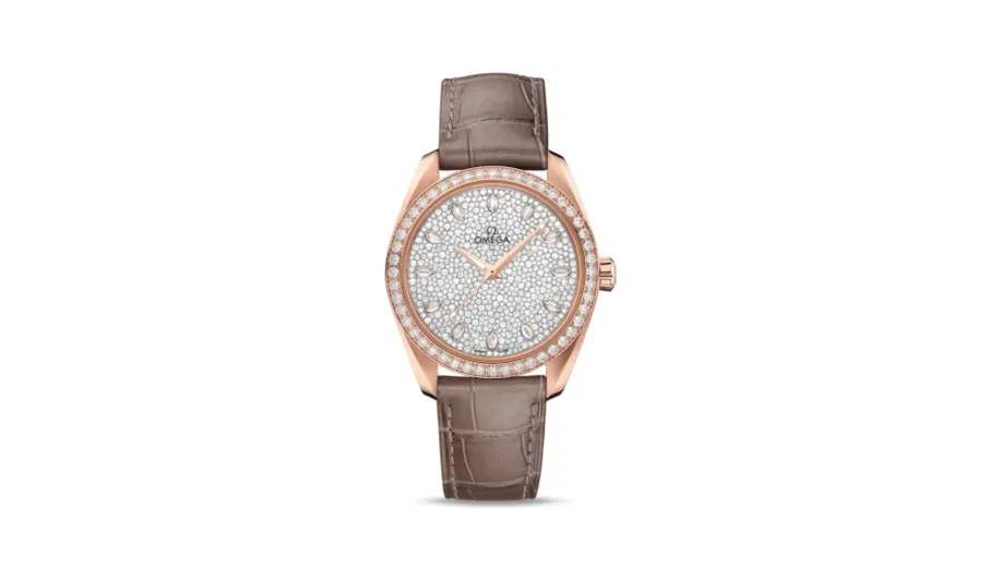 Omega Seamaster Aqua Terra 150M Master Chronometer 38 Sedna Gold / Diamond / Snow Diamond / Alligator
