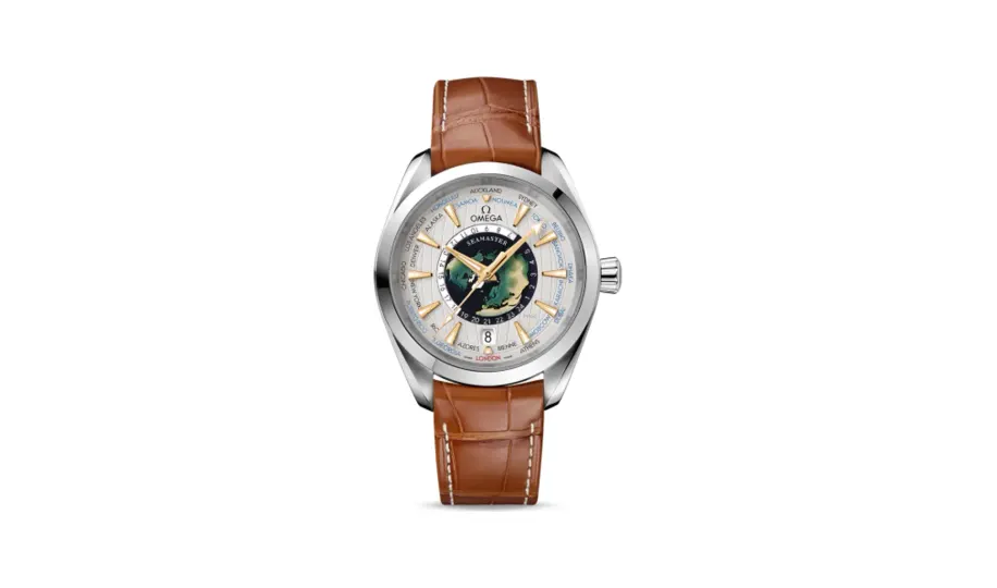 Omega Seamaster Aqua Terra 150M Master Chronometer 43 Worldtimer Platinum / Enamel / Alligator