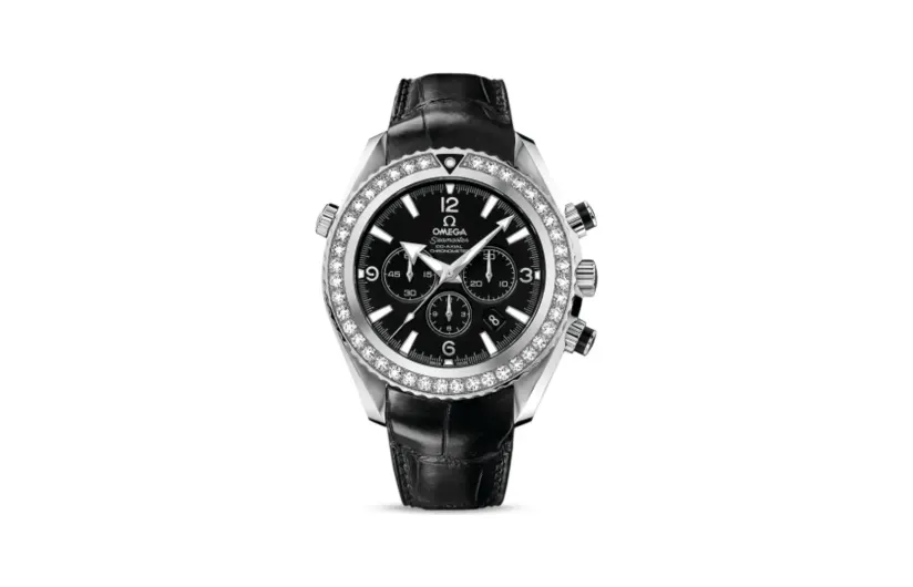 Omega Seamaster Planet Ocean 600M Co-Axial 45.5 Chronograph Stainless Steel / Diamond / Black / Alligator
