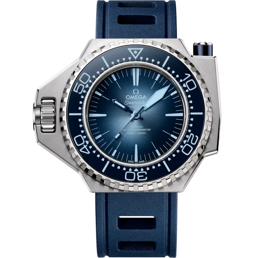 Omega Summer Blue Seamaster Ploprof 1200M 55 x 45 mm, O-MEGASTEEL on rubber strap