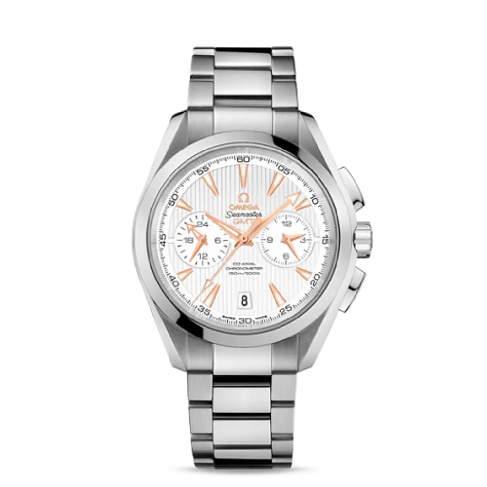Omega Seamaster Aqua Terra 150M Co-Axial 43 GMT Chronograph Stainless Steel / Silver / Bracelet