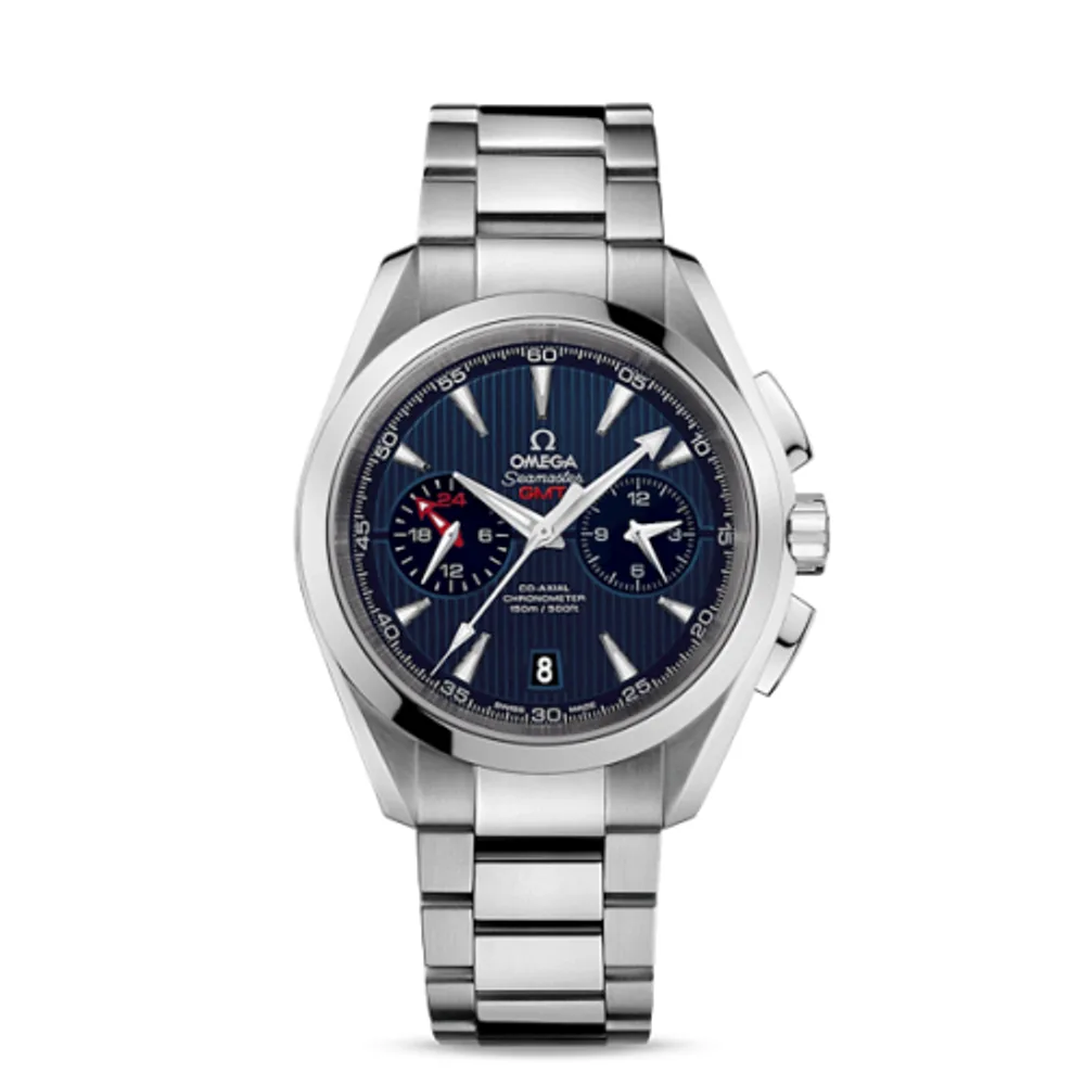 Omega Seamaster Aqua Terra 150M Co-Axial 43 GMT Chronograph Stainless Steel / Blue / Bracelet