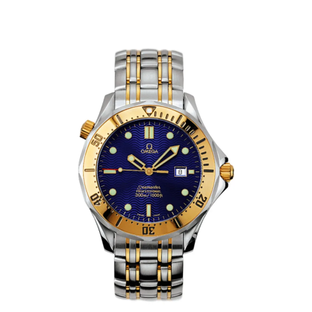 Omega Seamaster Diver 300M Quartz 41 Stainless Steel / Yellow Gold / Blue / Bracelet