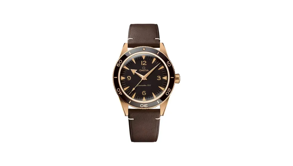 Omega Seamaster 300 41 mm, Bronze gold on leather strap