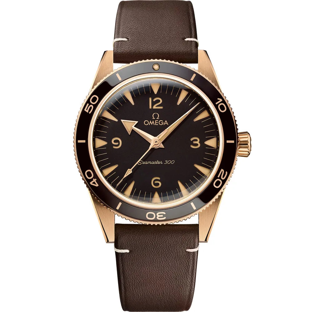 Omega Seamaster 300 41 mm, Bronze gold on leather strap