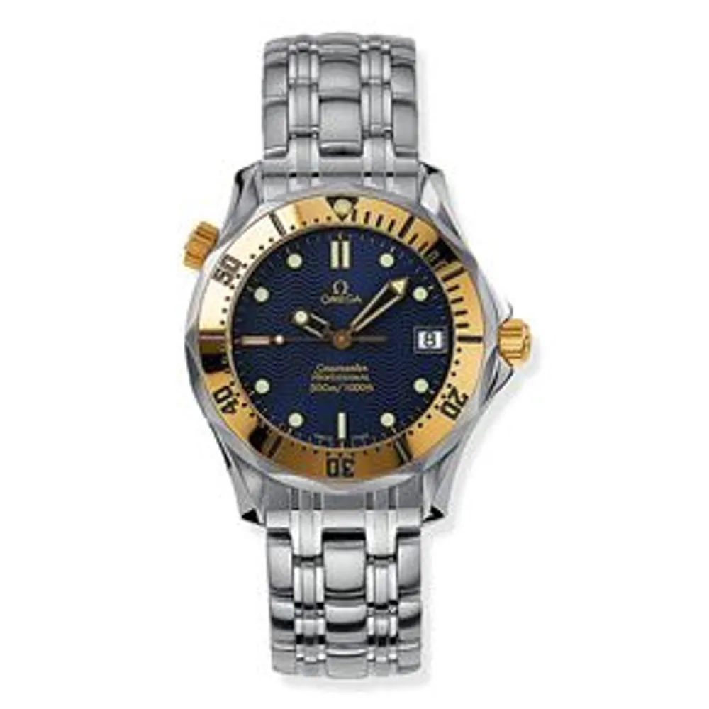Omega Seamaster Diver 300M Quartz 36.25 Stainless Steel / Yellow Gold / Blue / Bracelet