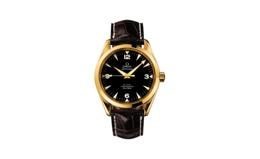 Omega Seamaster Aqua Terra 150M Co-Axial 39.2 Railmaster Yellow Gold / Brown Alligator / China