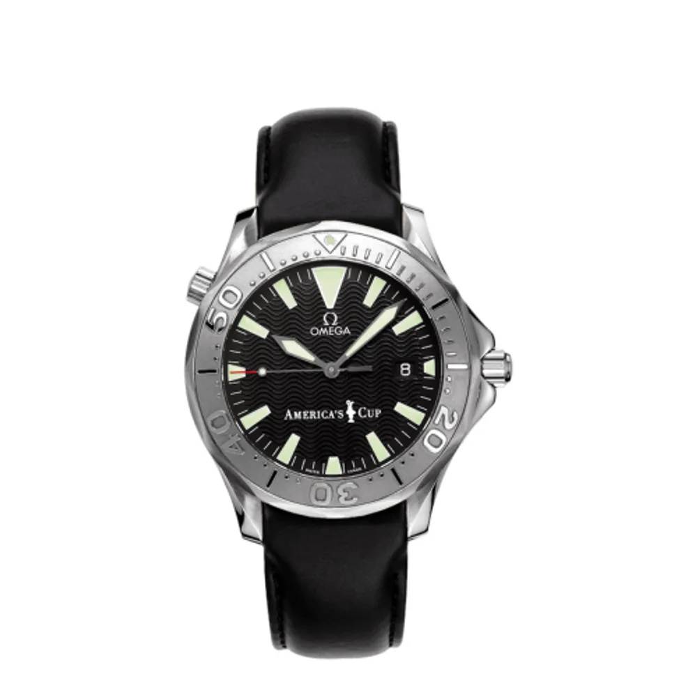 Omega Seamaster Diver 300M Automatic 41 Stainless Steel / White Gold / Black / Leather / America's Cup