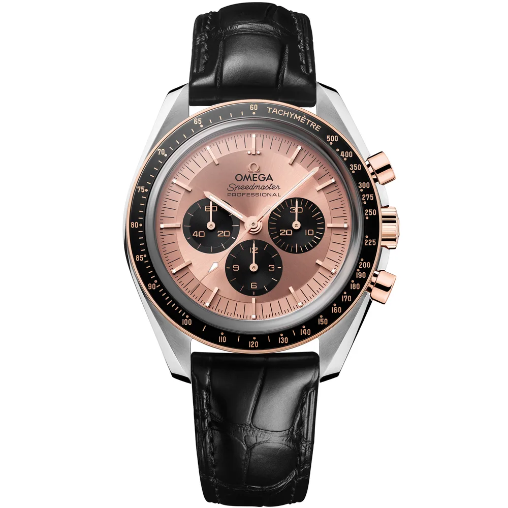 Omega Speedmaster Moonwatch Professional 42 mm, steel ‑ Sedna™ gold on alligator