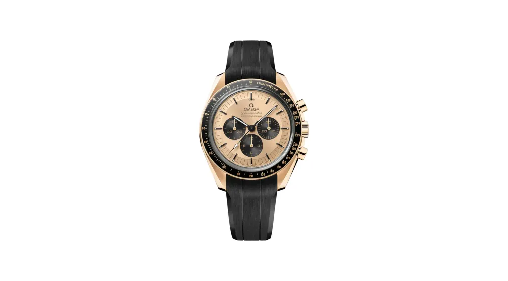 Omega Speedmaster Moonwatch Professional 42 mm, Moonshine™ gold on rubber strap