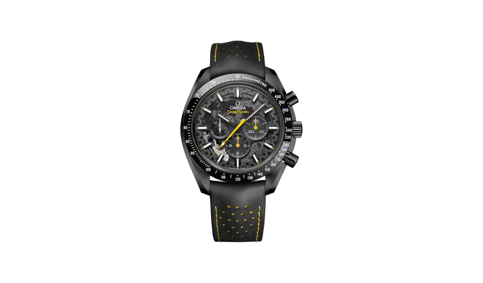 Omega Speedmaster Dark Side of the Moon 44.25 mm, black ceramic on rubber strap - Apollo 8