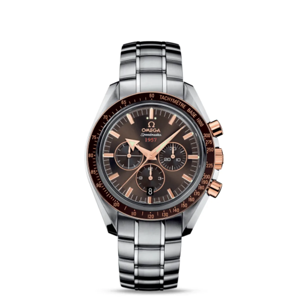 Omega Speedmaster Broad Arrow 1957 Stainless Steel / Red Gold / Brown / Bracelet