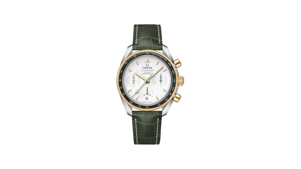 Omega Speedmaster 38 38 mm, steel ‑ yellow gold on leather strap
