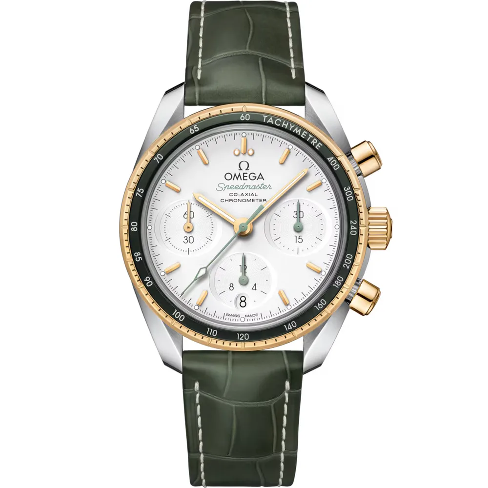 Omega Speedmaster 38 38 mm, steel ‑ yellow gold on leather strap