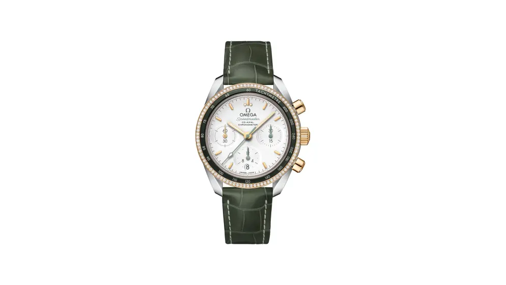 Omega Speedmaster 38 38 mm, steel ‑ yellow gold on leather strap