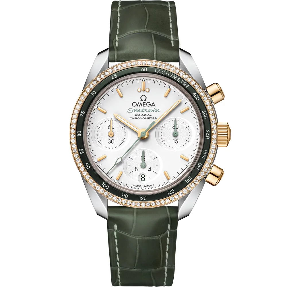 Omega Speedmaster 38 38 mm, steel ‑ yellow gold on leather strap