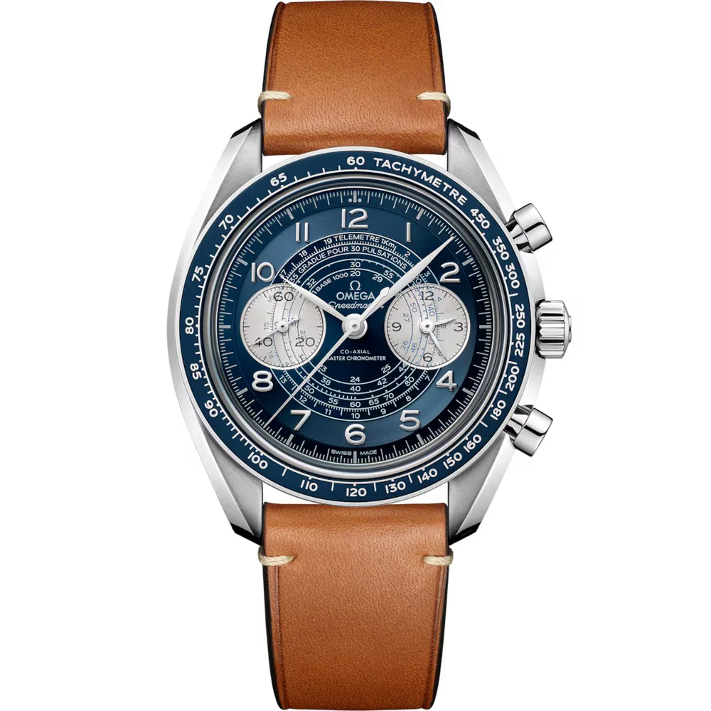 Omega Speedmaster Chronoscope 43 mm, steel on leather strap