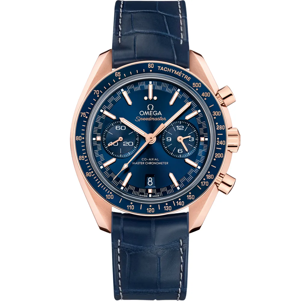 Omega Speedmaster Racing 44.25 mm, Sedna™ gold on leather strap