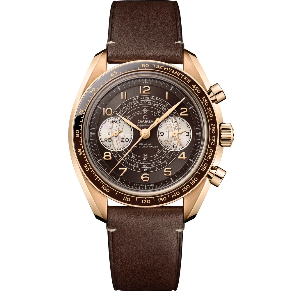 Omega Speedmaster Chronoscope 43 mm, Bronze gold on leather strap