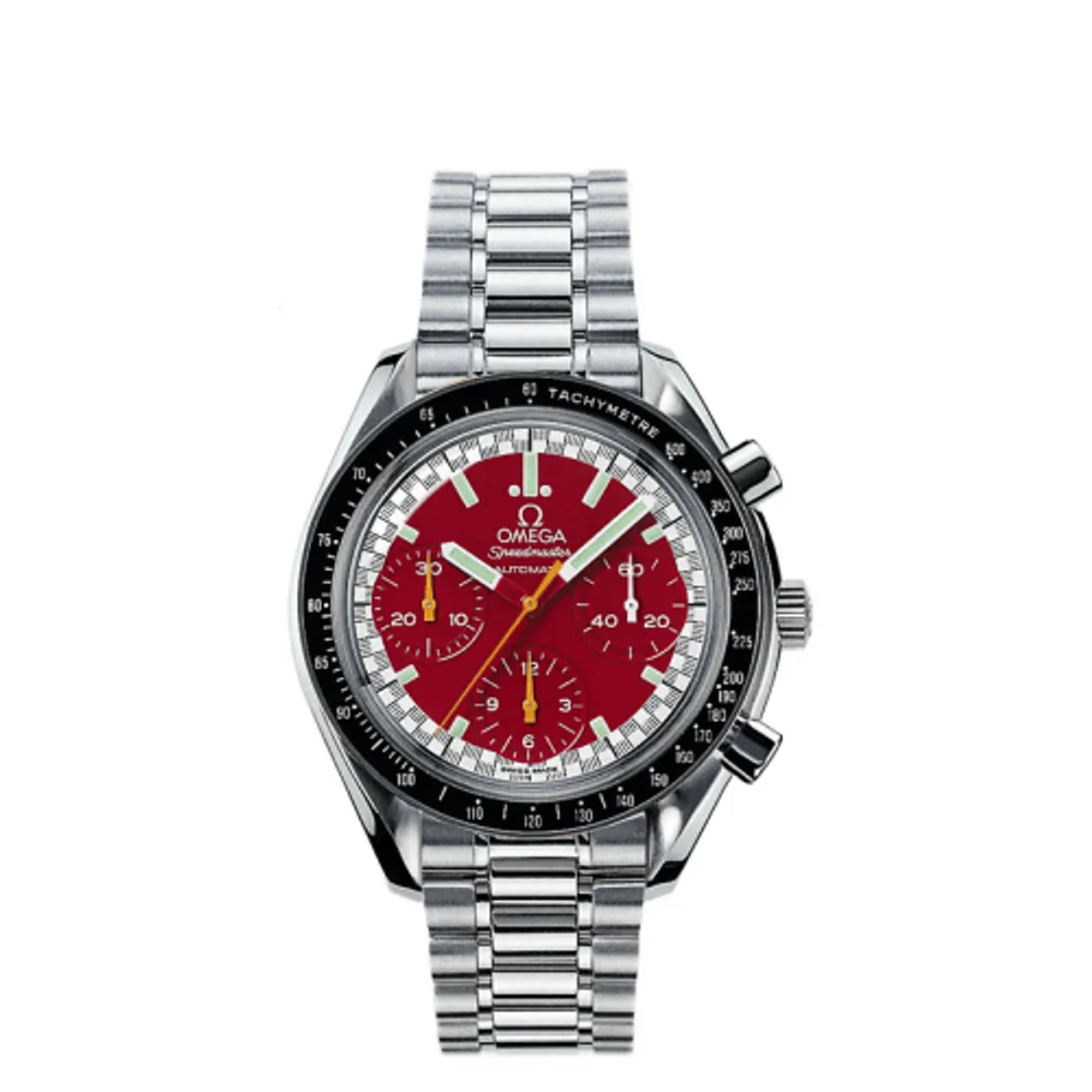 Omega Speedmaster Reduced Stainless Steel / Red / Bracelet / Schumacher