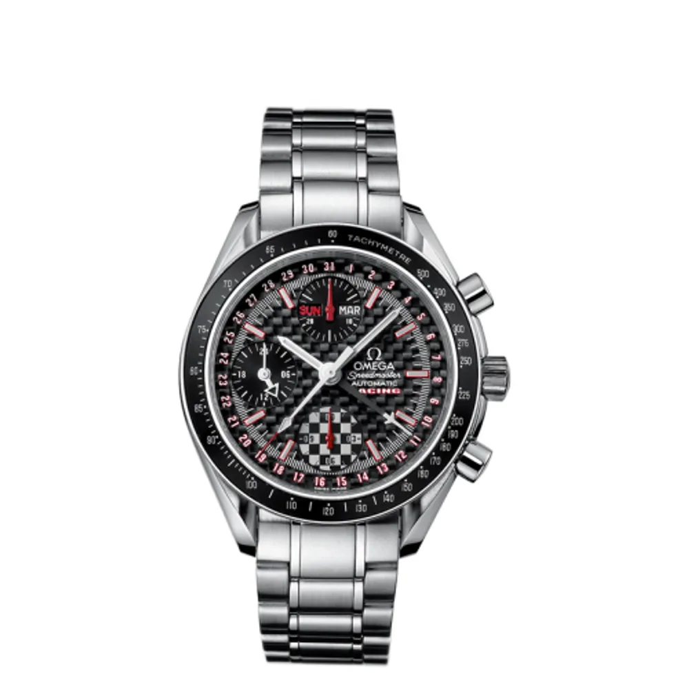 Omega Speedmaster Day-Date 39 Stainless Steel / Black Carbon / Bracelet / Michael Schumacher World Champion