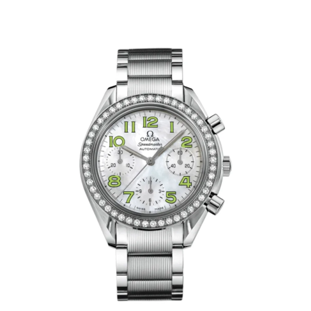 Omega Speedmaster Reduced Ladies Stainless Steel / Diamond / MOP / Green / Bracelet