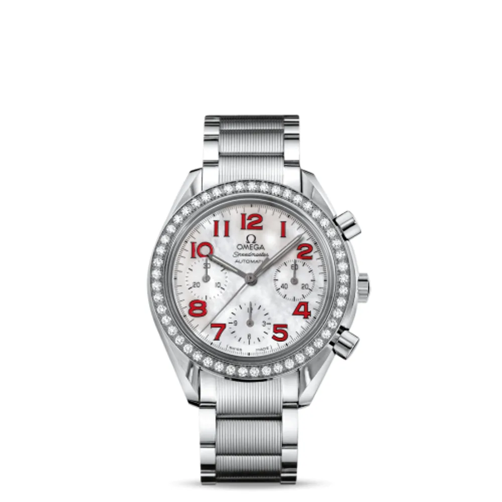 Omega Speedmaster Reduced Ladies Stainless Steel / Diamond / MOP / Red / Bracelet
