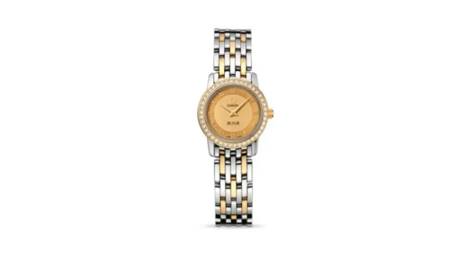Omega De Ville Prestige Quartz 22 Stainless Steel / Yellow Gold / Diamond / Champagne / Bracelet