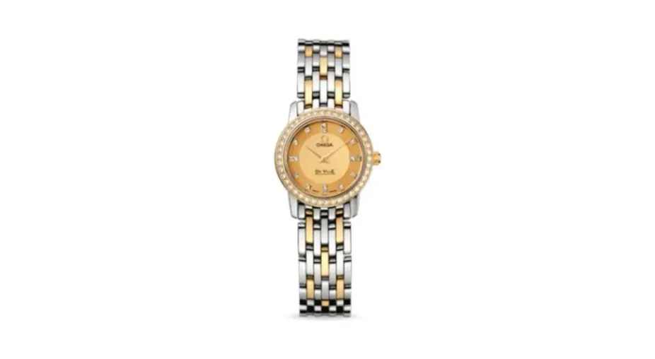 Omega De Ville Prestige Quartz 22 Stainless Steel / Yellow Gold / Diamond / Champagne / Bracelet