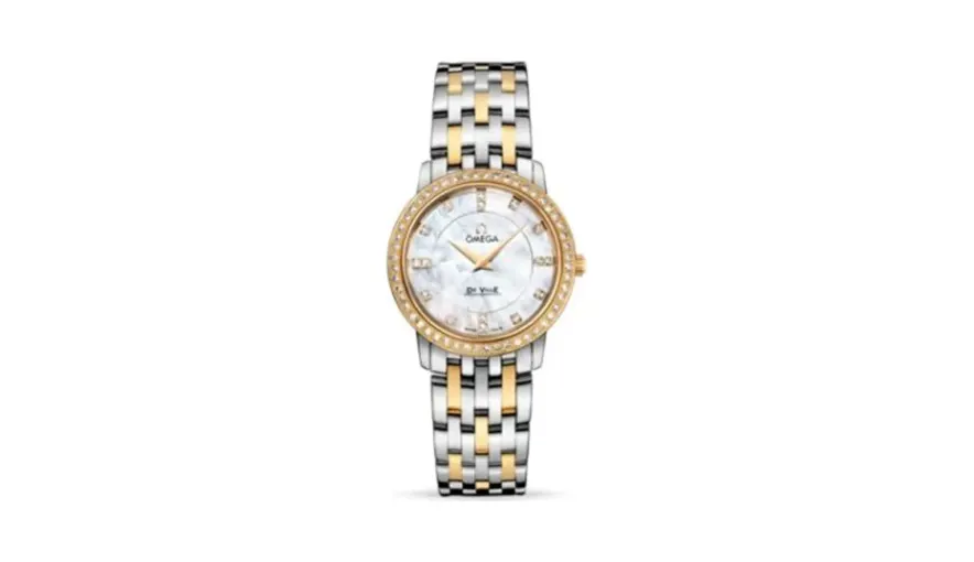 Omega De Ville Prestige Quartz 27 Stainless Steel / Yellow Gold / Diamond / MOP / Bracelet