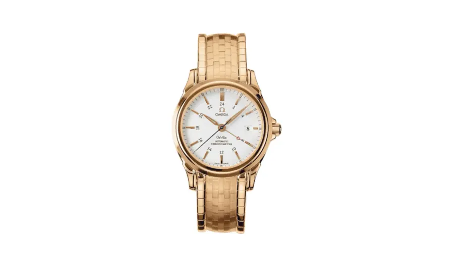 Omega De Ville Co-Axial 38.7 GMT Yellow Gold / Silver / Bracelet